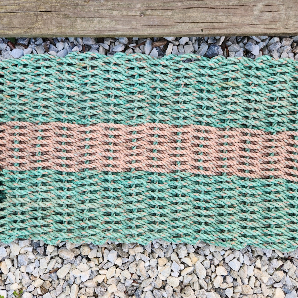 Salmon And Teal Lobster Rope Rug - Picture 2 of 2